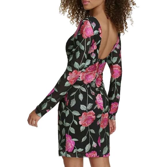 NWT Siena Floral Embroidered Mesh Bodycon Dress - Picture 4 of 10